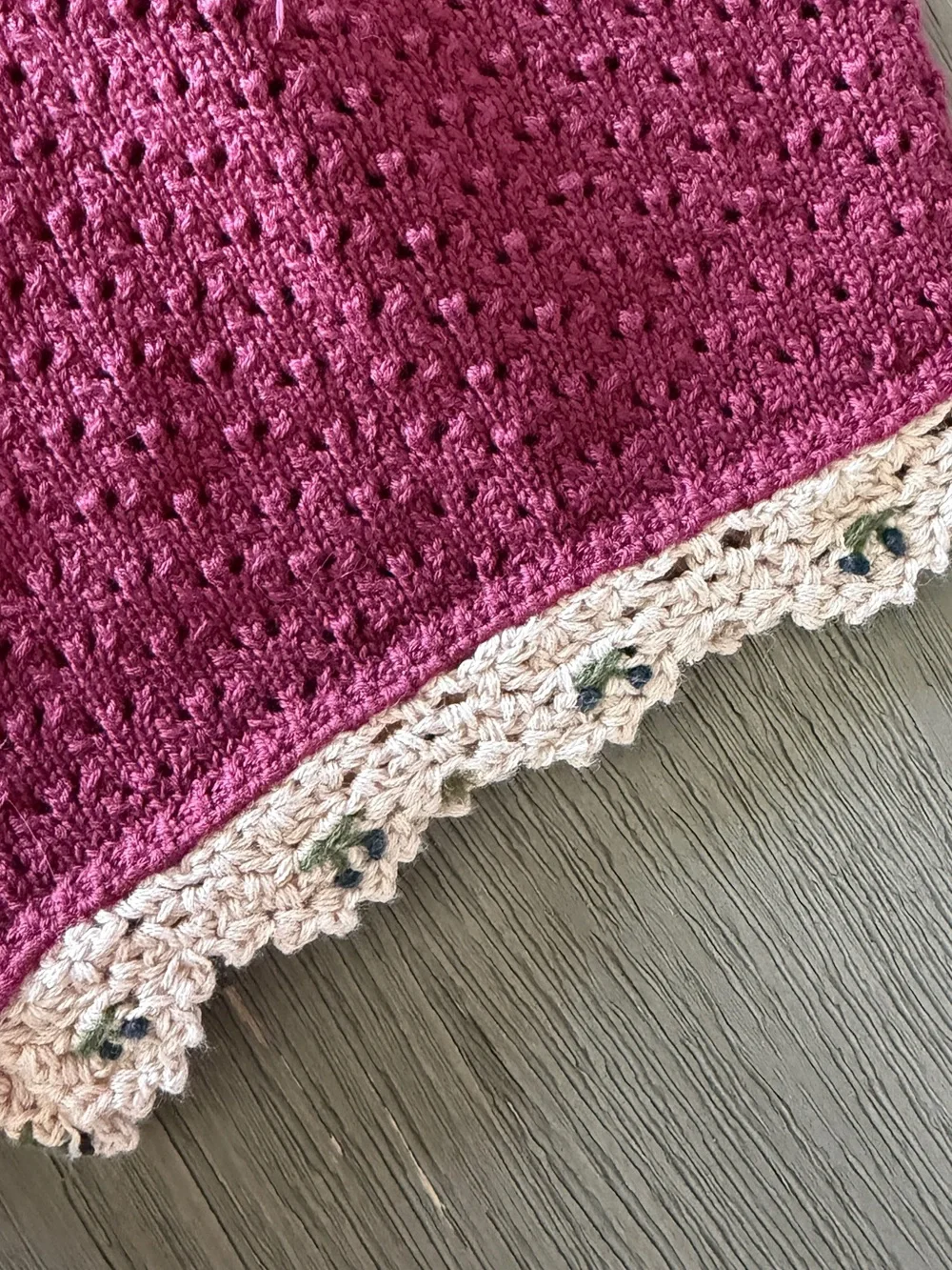 Zara Girls Knit Tank & Shorts Set in Berry with Crochet Trim size 1 1/2